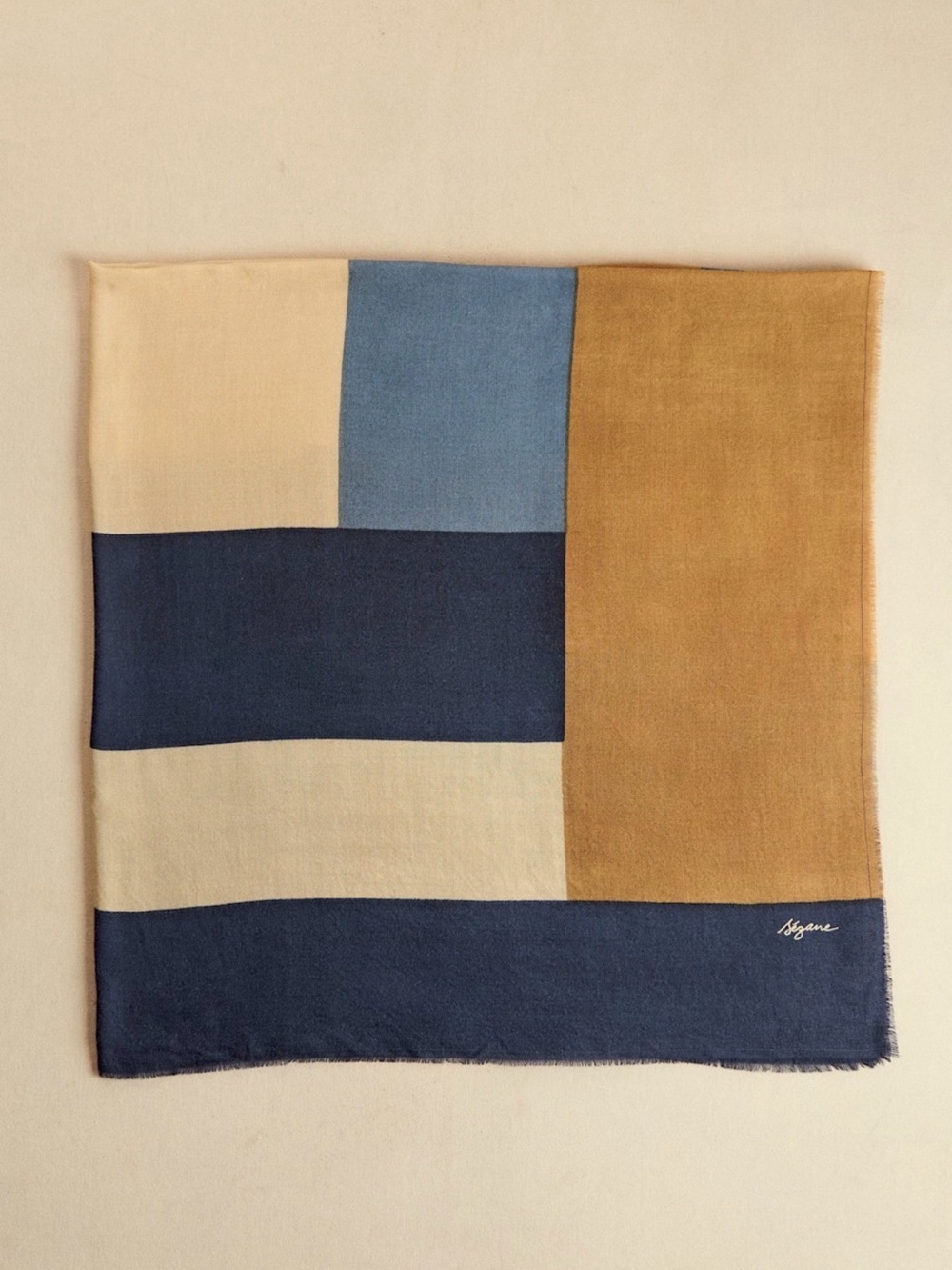 Sezane Pio Scarf Blue Color Block - Size TU - Picture 4 of 8